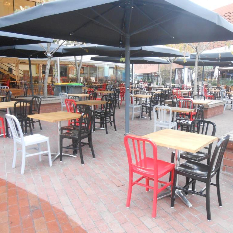 Navy chair and barstool for one restaurant